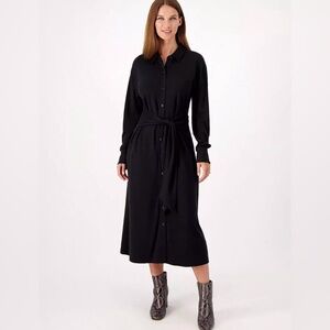 Jason Wu button front waist tied draped dress‎ black size small